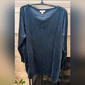 pure Jill Women's Peacock Velour Long Sleeve Top